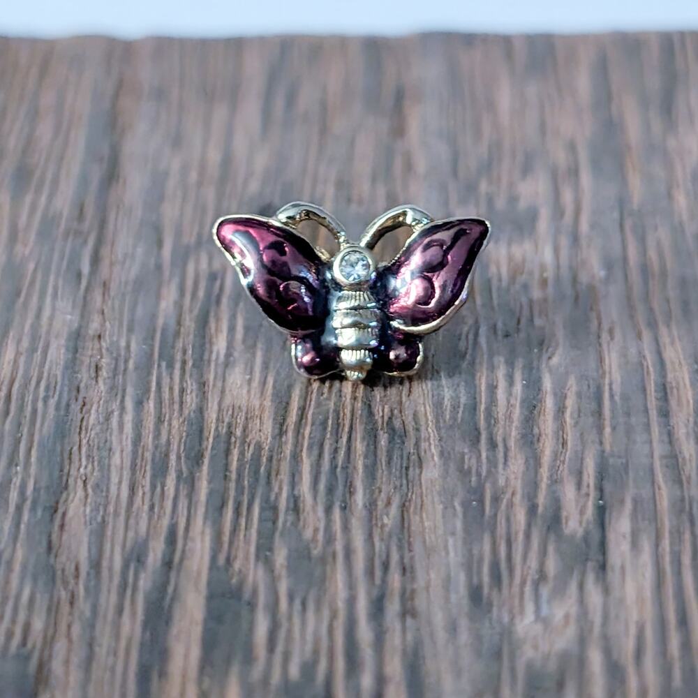 Liz Claiborne Pin Purple Violet Butterfly Enamel Brooch